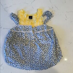 The GAP . Floral Baby Dress with Yellow Lace  Tank